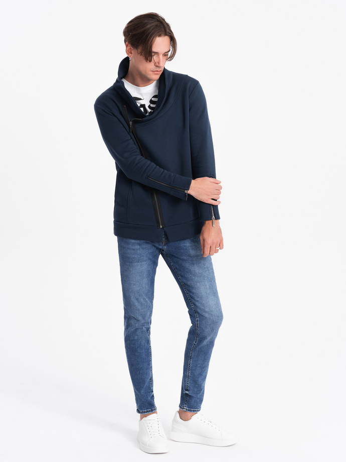 Rozpinana bluza męska ze stójką LONDON - granatowa B1362