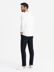 Men's SLIM FIT longsleeve with elastane and print - white V2 OM-LSBC-0124
