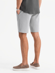 Męskie szorty ze strukturalnej dzianiny SLIM FIT – jasnoszare V4 OM-SRCS-0169