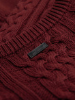 Elegancki sweter męski z ciekawym splotem –  bordowy V6 OM-SWSW-0173
