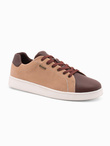 Buty męskie sneakersy z łączonych materiałów - brązowe V1 OM-FOCS-0108