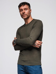 Classic men's sweater with round neckline - black V2 OM-SWBS-0106