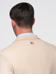 Men's SLIM knit jacket with subtle texture - beige V5 OM-BLZB-0101