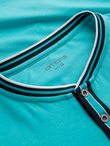 Men's henley t-shirt with decorative ribbing - turquoise V7 OM-TSCT-0175
