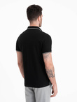 Men's pique knit polo shirt without buttons - black V2 OM-POSS-0110