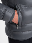 Heavily insulated quilted men's jacket with detachable hood - graphite V3 OM-JAHP-22FW-010