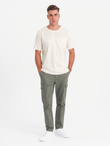 Męski t-shirt z kieszonką LOOSE FIT – biały V8 OM-TSCT-0171