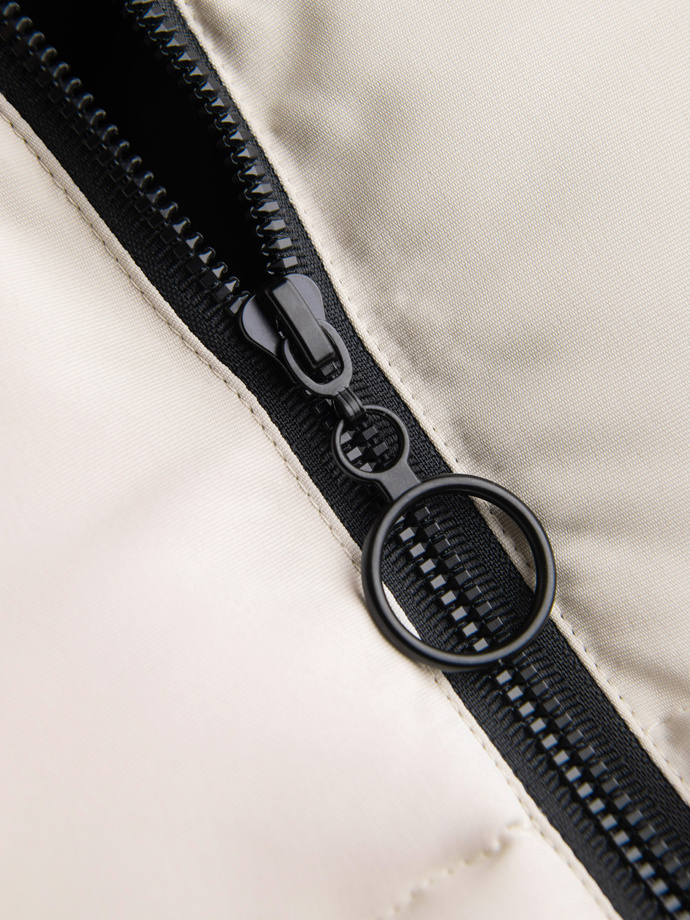 Men's contrast quilted sleeveless shirt - cream V1 OM-JAVJ-0161