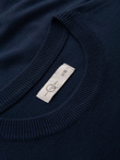 Men's sweater with round neckline in stretch knit with classic weave - navy blue V1 OM-SWSW-0183
