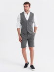 Elegant men's set suit vest + shorts - graphite V3 Z112