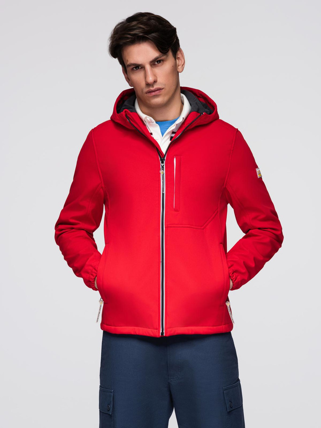 Men's jacket with fleece center SOFTSHELL-red V6 OM-JANP-0137