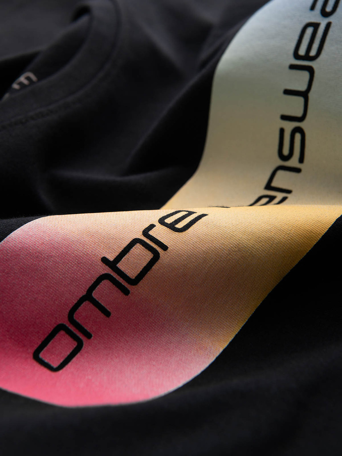 Men's printed cotton t-shirt - black V1 S1750