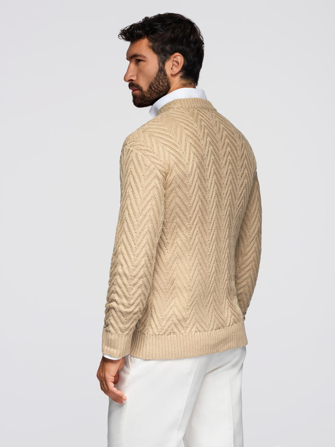 Knitted monochrome men's viscose cardigan - navy blue V1 OM-SWCD-0126