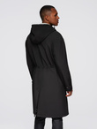 Men's faux leather jacket with ribbed bottom hem - black V2 OM-JAFL-0109