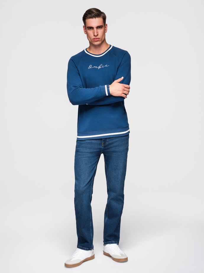 Unbuttoned men's sweatshirt with stand-up collar and hood - black V1 OM-SSZP-0216
