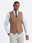 Men's suit vest without lapels - caramel V1 OM-BLZV-0112