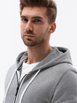 Bluza męska rozpinana z kapturem BASIC - szary melanż V7 B977