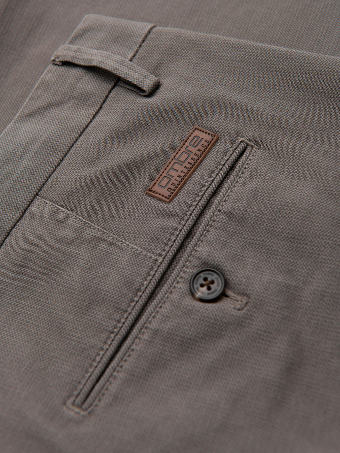 Spodnie męskie chino REGULAR FIT z delikatną strukturą – szare V1  OM-PACP-0184