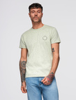 T-shirt męski bawełniany z nadrukiem i okrągłym dekoltem – miętowy V3 OM-TSFP-0186