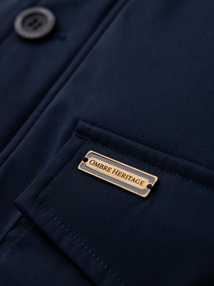 Elegancka męska parka z kieszeniami cargo i kapturem – granatowa V2 OM-JAPJ-0287