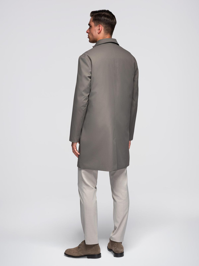 Men's insulated coat with hood and concealed zipper - black V1 OM-COWC-0110