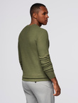 Strukturalny sweter męski z okrągłym dekoltem  – oliwkowy V1 OM-SWSW-0181