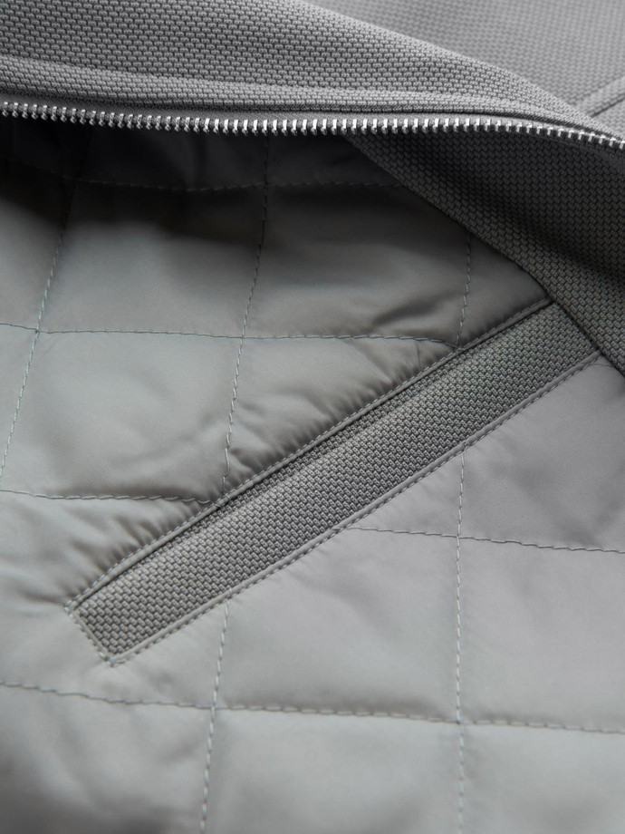 Men's biker jacket with pockets and collar - grey V3 OM-JALP-0157