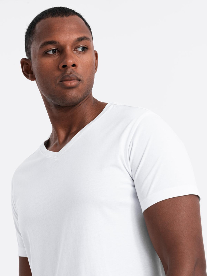 BASIC men's V-neck cotton shirt set - gray-green/white/beige V14 OM-TSBS-0233 