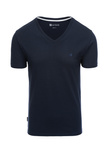 T-shirt męski V-NECK z elastanem - granatowy V2 OM-TSCT-0106