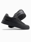 Casualowe jednolite buty męskie z eko nubuku – czarne V4 OM-FOCS-0151