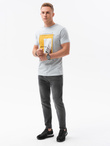 Men's printed t-shirt V-13B- blue S1434
