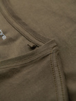 Men's BASIC classic cotton T-shirt with a serape neckline - dark olive V6 OM-TSBS-0237