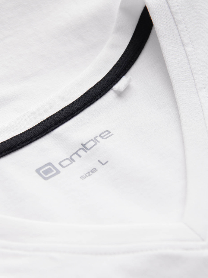 T-shirt męski V-NECK z elastanem - biały V1 OM-TSCT-0106