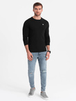 Men's signature elastane longsleeve with round neckline - black V3 OM-LSCL-0102