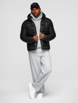 Men's quilted jacket in shirt cut - beige V1 OM-JALP-0215