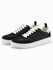 Męskie oldschoolowe sneakersy na grubej podeszwie – czarne V4 OM-FOSL-0170