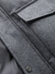 Warm long men's parka jacket with wool - grey melange V1 OM-JALJ-0217