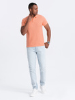 Men's BASIC single color pique knit polo shirt - peach V19 OM-POBS-0100