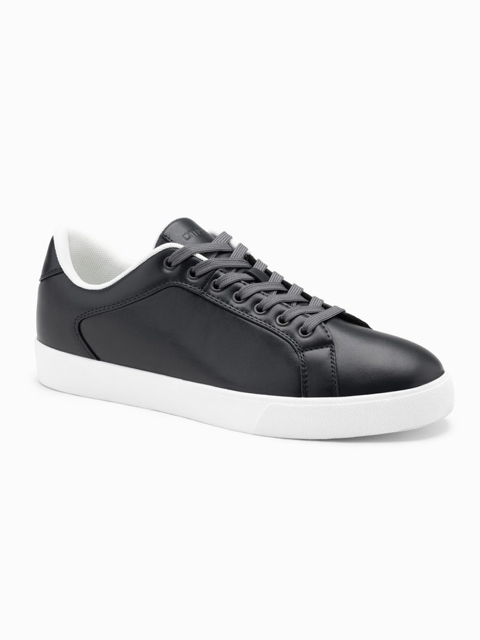 Klasyczne buty męskie sneakersy z wysoką podeszwą – grafitowe V4 OM-FOCS-0165