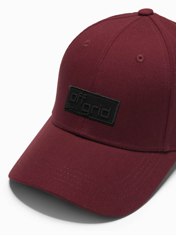 Men's baseball cap with visor and rectangular patch - maroon V8 OM-ACCS-0104 