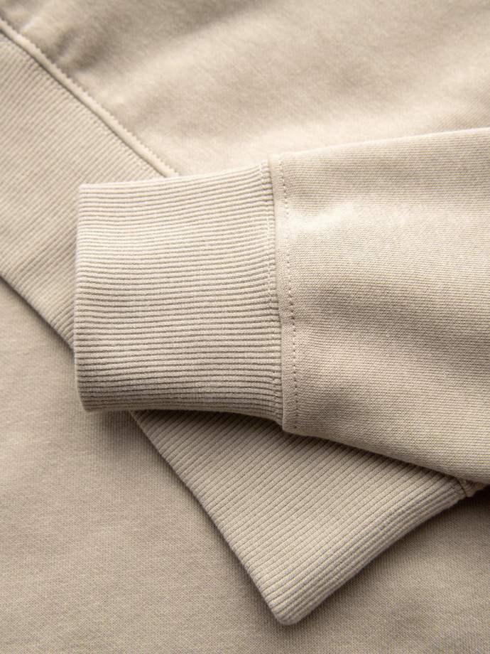 Nierozpinana dresowa bluza męska z naszywką - beżowa V3 B1713