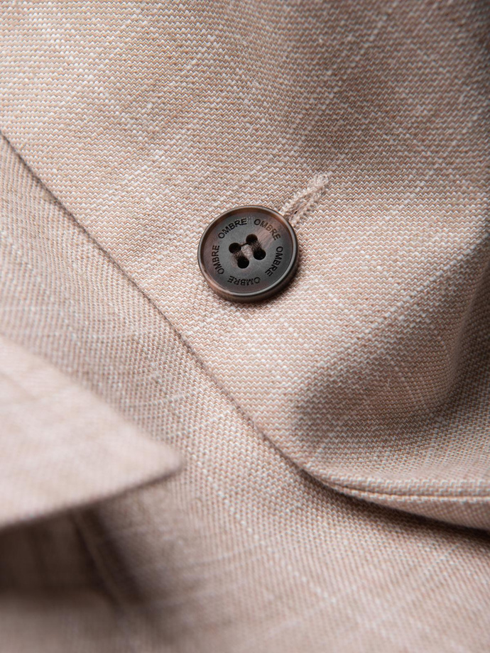 Men's REGULAR cut jacket with linen - light beige V2 OM-BLZB-0128