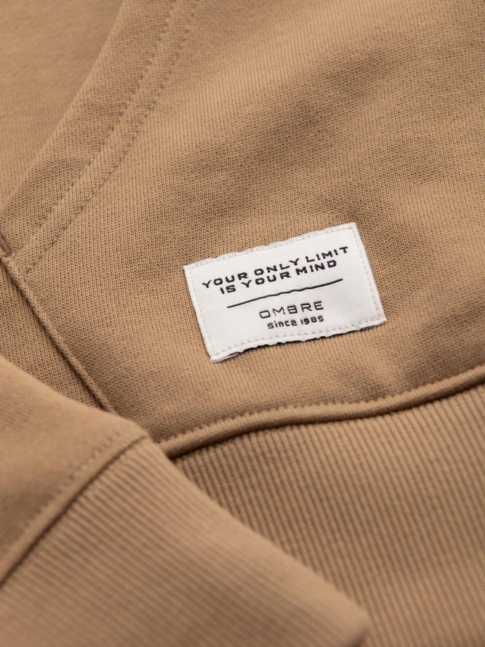 Men's BASIC kangaroo hooded sweatshirt - brown V2 B1674