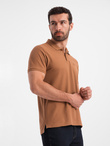 Men's BASIC single color pique knit polo shirt - brown V23 OM-POBS-0100