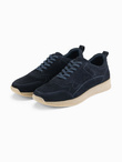 Lekkie męskie sneakersy zamszowe w stylu sportowym – granatowe V2 OM-FOSL-0205