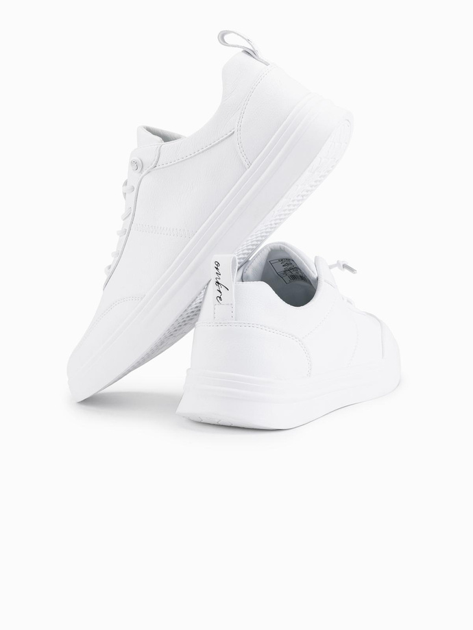 Monochromatyczne męskie buty w stylu sportowym z przeszyciami – białe V1 OM-FOCS-0159
