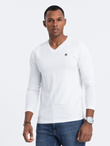 Men's signature elastane longsleeve with crew neckline - white V1 OM-LSCL-0110