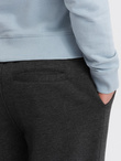 Men's sweatpants with stitching and zipper on leg - graphite melange V2 OM-PASK-0147