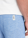 Men's LOOSE FIT melange fabric shorts - light blue V1 OM-SRSK-0116