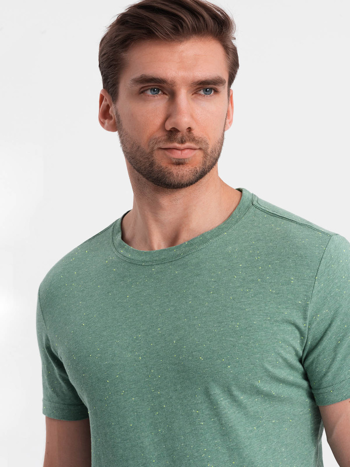 Men's t-shirt with decorative confetti effect - green V4 OM-TSCT-0178
